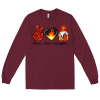 Burgundy peace love firefighter Long Sleeve Tee - Artiststas