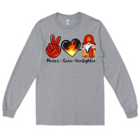 Heather Grey peace love firefighter Long Sleeve Tee - Artiststas