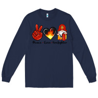 Navy peace love firefighter Long Sleeve Tee - Artiststas