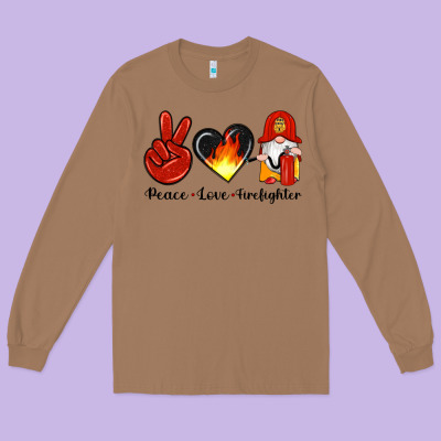 Peace Love Firefighter Long Sleeve Tee Designed By Artiststas