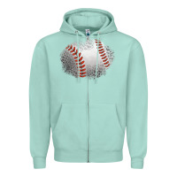 Seafoam leopard baseball patch Zipper Hoodie - Jasminsmagicworld