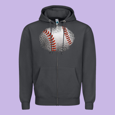 Leopard Baseball Patch Zipper Hoodie Designed By Jasminsmagicworld
