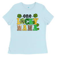 Baby Blue one lucky mama Ladies Tee - AdoDesignShop