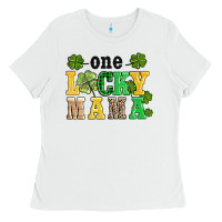 White one lucky mama Ladies Tee - AdoDesignShop