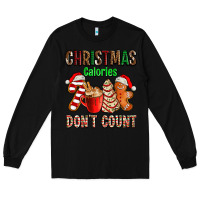 Black christmas calories dont count with  christmas tree cake and cookies ad Long Sleeve Tee - AdoDesignShop