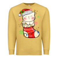 Antique Gold christmas cat in Premium Sweatshirt - MaliasSmallBusiness