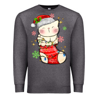 Charcoal Heather christmas cat in Premium Sweatshirt - MaliasSmallBusiness