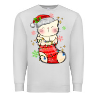 Dove Grey christmas cat in Premium Sweatshirt - MaliasSmallBusiness