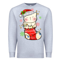 Heather Grey christmas cat in Premium Sweatshirt - MaliasSmallBusiness
