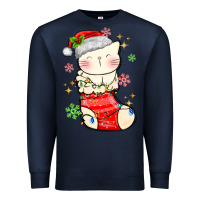 Navy christmas cat in Premium Sweatshirt - MaliasSmallBusiness