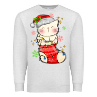 Oatmeal Heather christmas cat in Premium Sweatshirt - MaliasSmallBusiness
