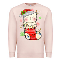 Pale Pink christmas cat in Premium Sweatshirt - MaliasSmallBusiness