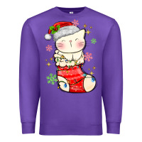 Purple christmas cat in Premium Sweatshirt - MaliasSmallBusiness