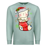 Seafoam christmas cat in Premium Sweatshirt - MaliasSmallBusiness