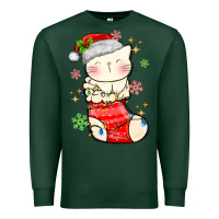 Sports Green christmas cat in Premium Sweatshirt - MaliasSmallBusiness