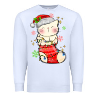 White christmas cat in Premium Sweatshirt - MaliasSmallBusiness