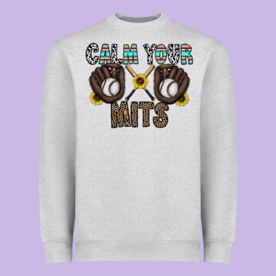 Calm Your Mits Baseball Heavyweight Sweatshirt Designed By Cowhidedigitalart