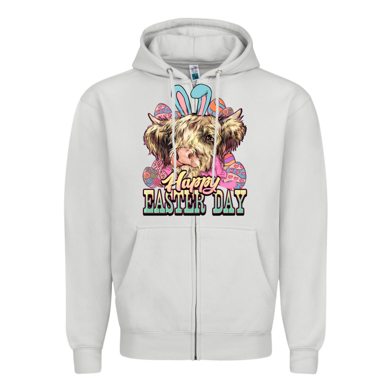 Easter Day Cow Zipper Hoodie by NancyCooperArtShop | Teevron