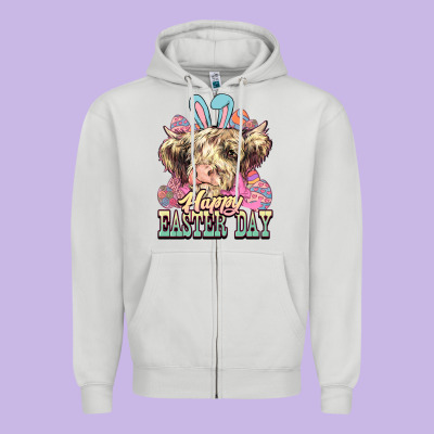 Easter Day Cow Zipper Hoodie Designed By Nancycooperartshop