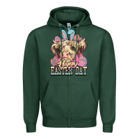 Sports Green Easter Day Cow Zipper Hoodie - NancyCooperArtShop