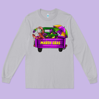Mardi Grass Umbrella With Truck Long Sleeve Tee Designed By Adodesignshop