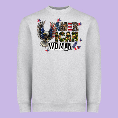 American Woman Heavyweight Sweatshirt Designed By Cowhidedigitalart