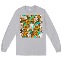 Moon Dust sunflowers and goat western seamless pattern Long Sleeve Tee - BundleAndBundleShop