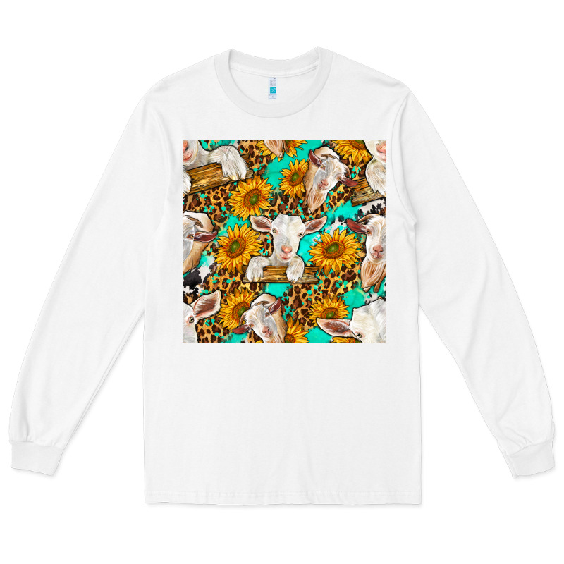 Sunflowers And Goat Western Seamless Pattern Long Sleeve Tee by BundleAndBundleShop | Teevron