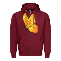 Burgundy Flying Cloudless Sulphur Butterfly Zipper Hoodie - LillyAllenDesigns