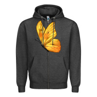 Charcoal Heather Flying Cloudless Sulphur Butterfly Zipper Hoodie - LillyAllenDesigns