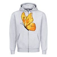 Heather Grey Flying Cloudless Sulphur Butterfly Zipper Hoodie - LillyAllenDesigns