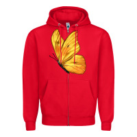 Red Flying Cloudless Sulphur Butterfly Zipper Hoodie - LillyAllenDesigns