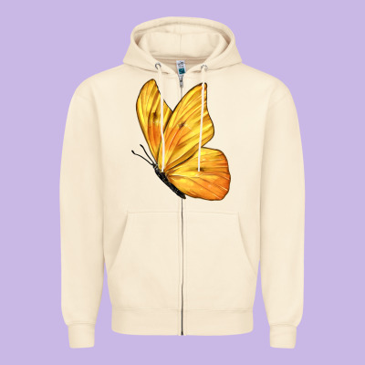Flying Cloudless Sulphur Butterfly Zipper Hoodie Designed By Lillyallendesigns