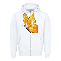 White Flying Cloudless Sulphur Butterfly Zipper Hoodie - LillyAllenDesigns