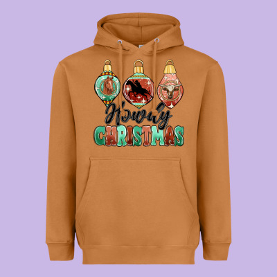 Howdy Christmas Heavyweight Hoodie Designed By Maliassmallbusiness