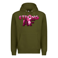 Army Green strong af breast cancer Premium Hoodie - BarkalooDesign
