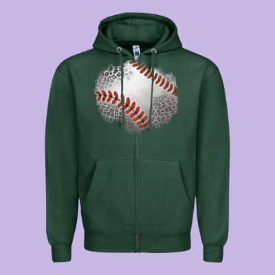 Leopard Baseball Patch Zipper Hoodie Designed By Jasminsmagicworld