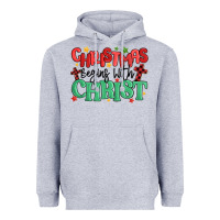Heather Grey christmas begins with christ Heavyweight Hoodie - MaliasSmallBusiness