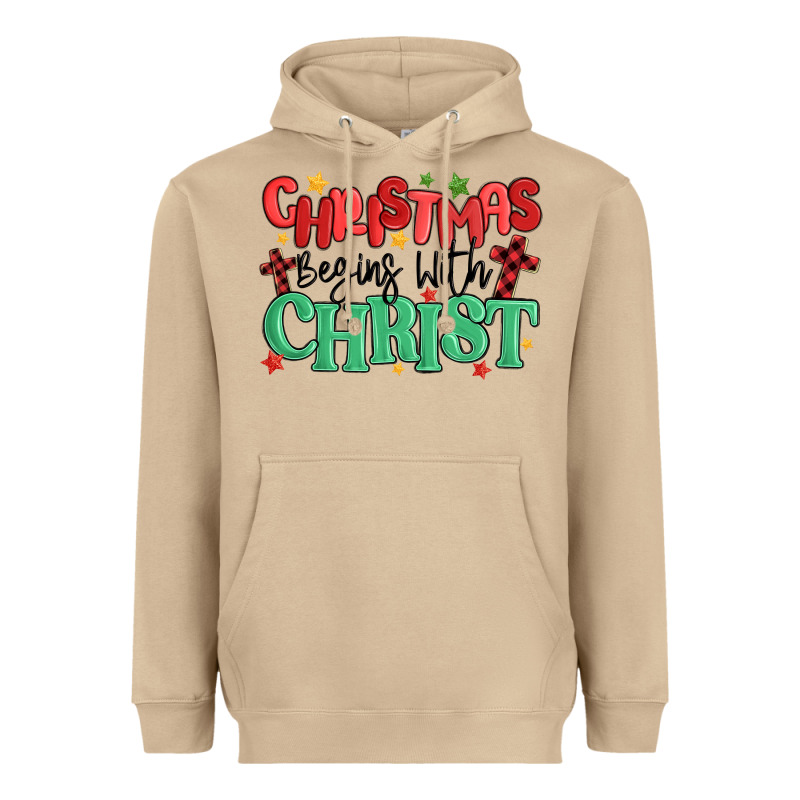 Christmas Begins With Christ Heavyweight Hoodie by MaliasSmallBusiness | Teevron