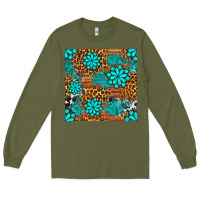 Army Green leopard gemstone seamless pattern Long Sleeve Tee - BundleAndBundleShop