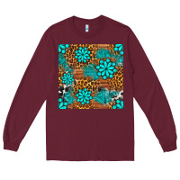 Burgundy leopard gemstone seamless pattern Long Sleeve Tee - BundleAndBundleShop