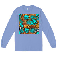 Colony Blue leopard gemstone seamless pattern Long Sleeve Tee - BundleAndBundleShop