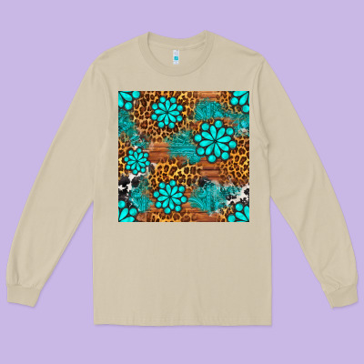 Leopard Gemstone Seamless Pattern Long Sleeve Tee Designed By Bundleandbundleshop