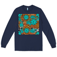 Navy leopard gemstone seamless pattern Long Sleeve Tee - BundleAndBundleShop