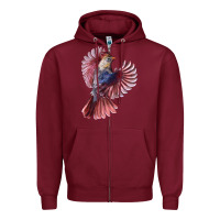 Burgundy Flying Northern Cardinal Bird Zipper Hoodie - LillyAllenDesigns