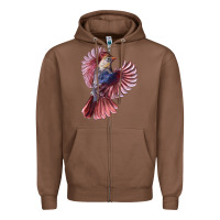Chestnut Flying Northern Cardinal Bird Zipper Hoodie - LillyAllenDesigns