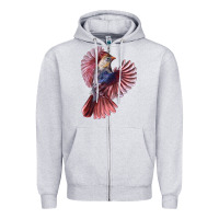 Heather Grey Flying Northern Cardinal Bird Zipper Hoodie - LillyAllenDesigns