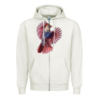 Oatmeal Heather Flying Northern Cardinal Bird Zipper Hoodie - LillyAllenDesigns