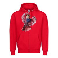 Flying Northern Cardinal Bird Zipper Hoodie | Teevron