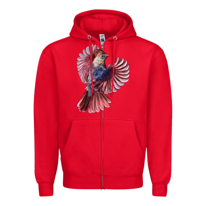 Flying Northern Cardinal Bird Zipper Hoodie by LillyAllenDesigns | Teevron